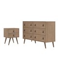 Manhattan Comfort Amber Double Wide Dresser and Nightstand Set in Nature 2-311GFX4